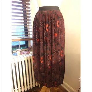 Sandro Print Pleated Midi Skirt